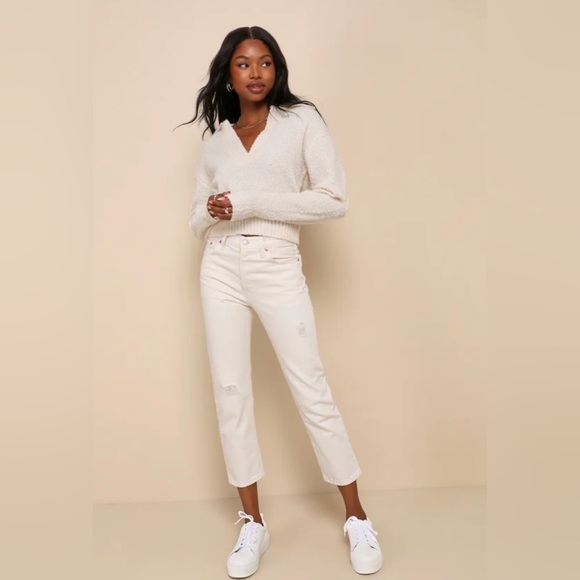 Toasty Vibes Ivory Collared Pullover Sweater Top - Picture 3 of 5